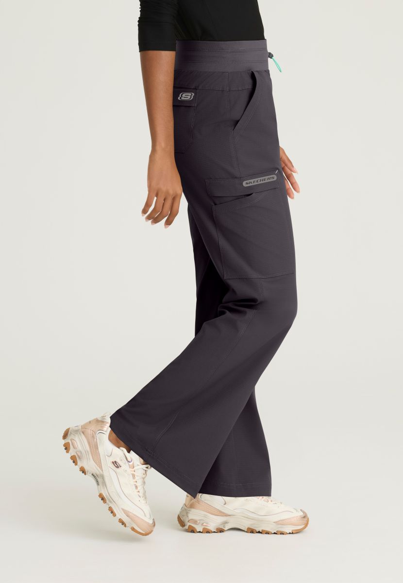 Skechers Explore Women's 5 Pocket Knit Waistband Fit & Flare Pant | Pewter Grey