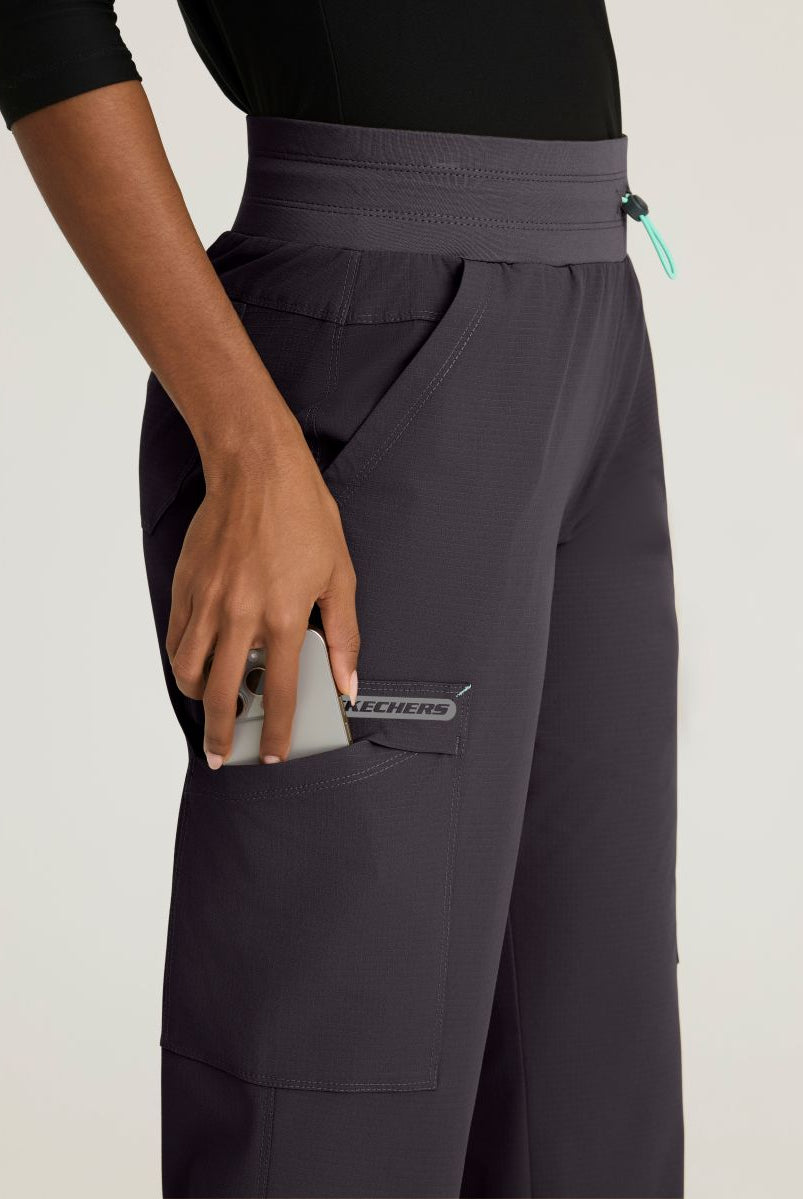Skechers Explore Women's 5 Pocket Knit Waistband Fit & Flare Pant | Pewter Grey