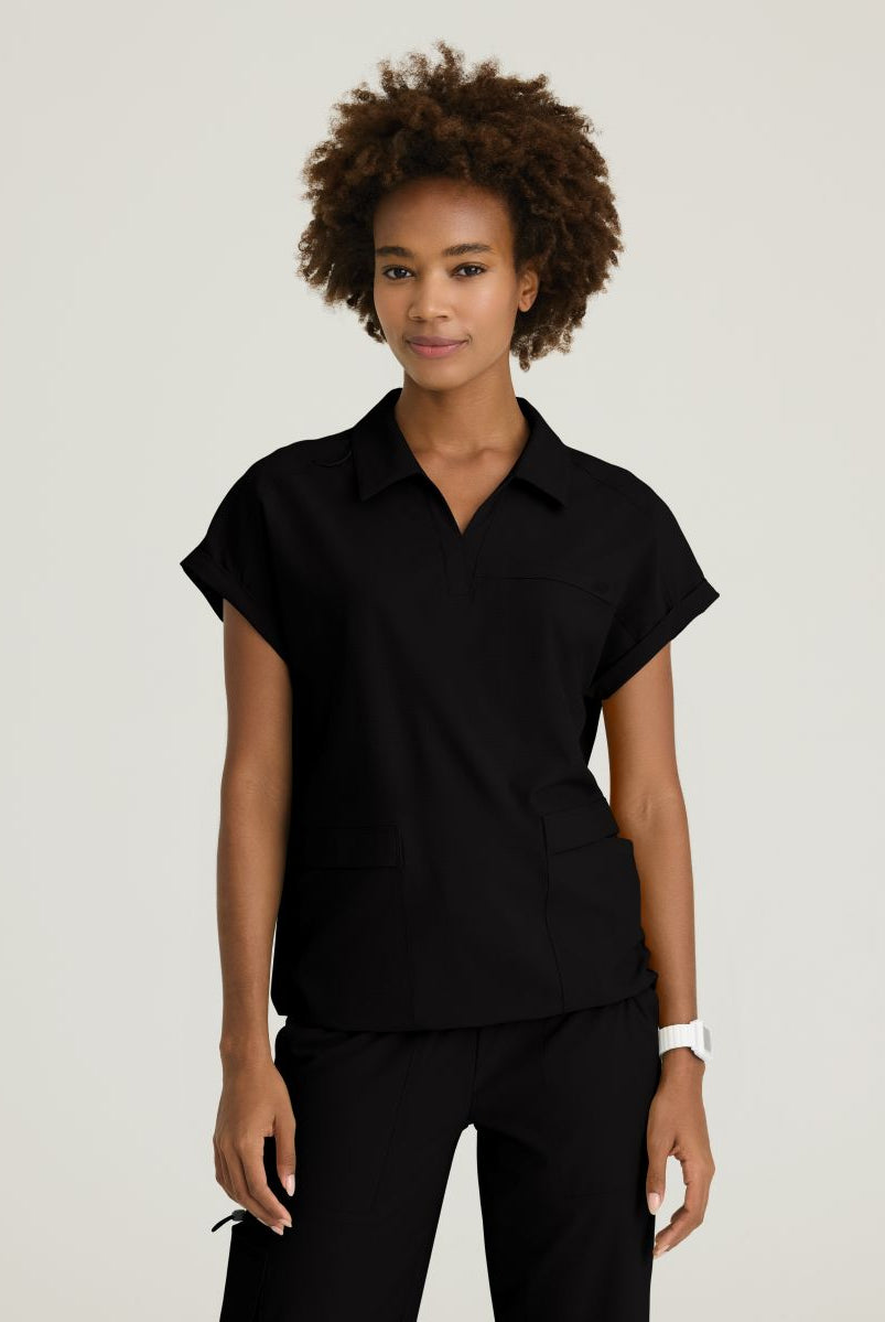 Skechers Charlie Women's 3 Pocket Shirt Collar Dolman Sleeve Top | BLACK