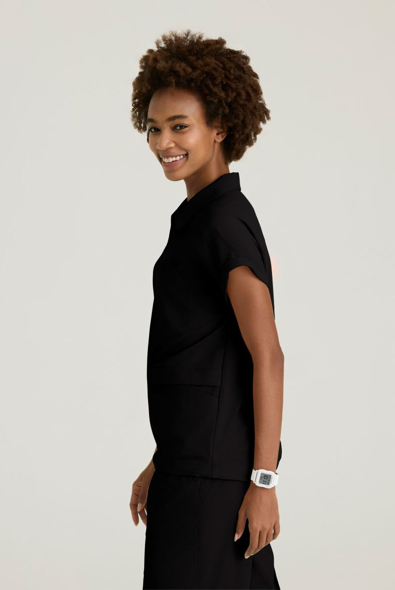 Skechers Charlie Women's 3 Pocket Shirt Collar Dolman Sleeve Top | BLACK