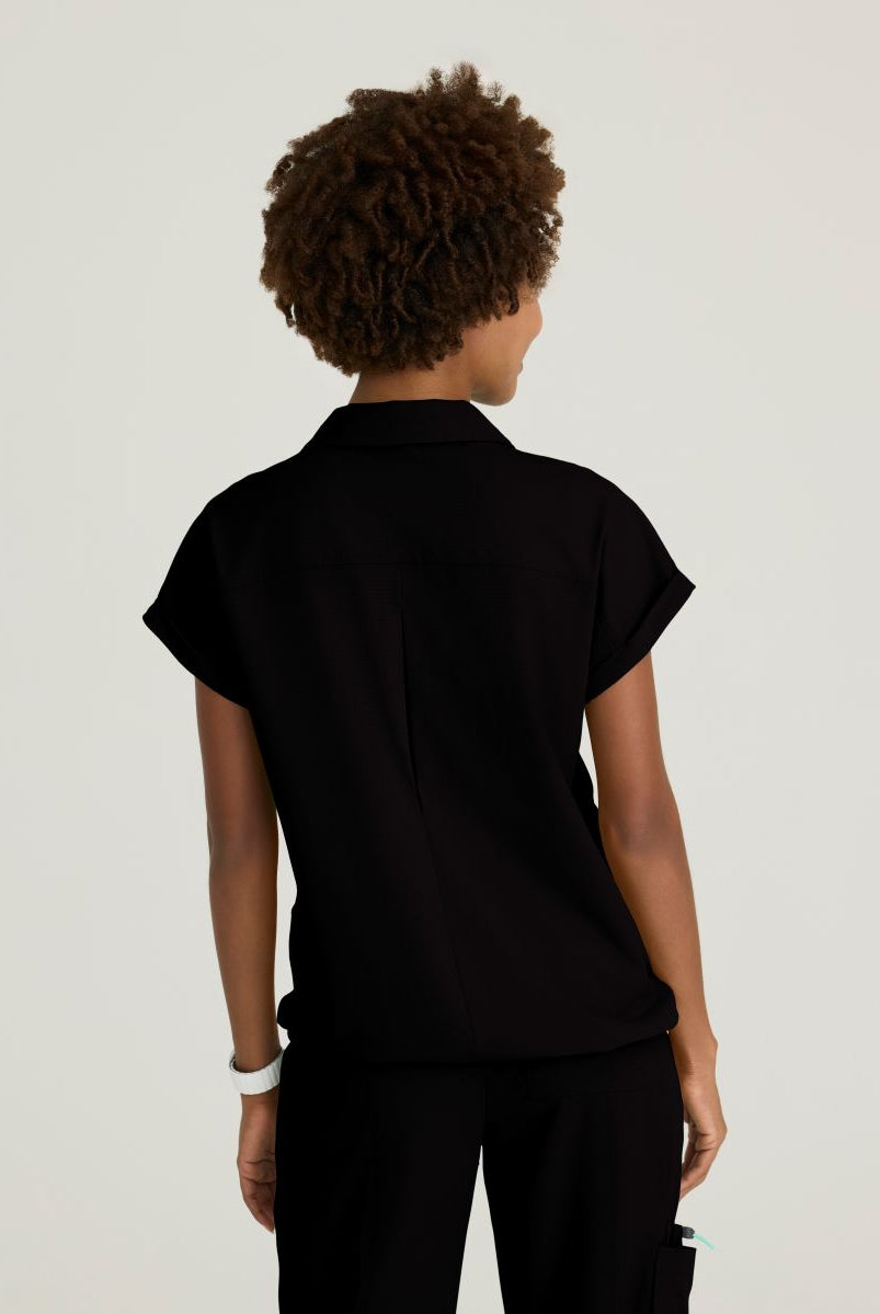 Skechers Charlie Women's 3 Pocket Shirt Collar Dolman Sleeve Top | BLACK