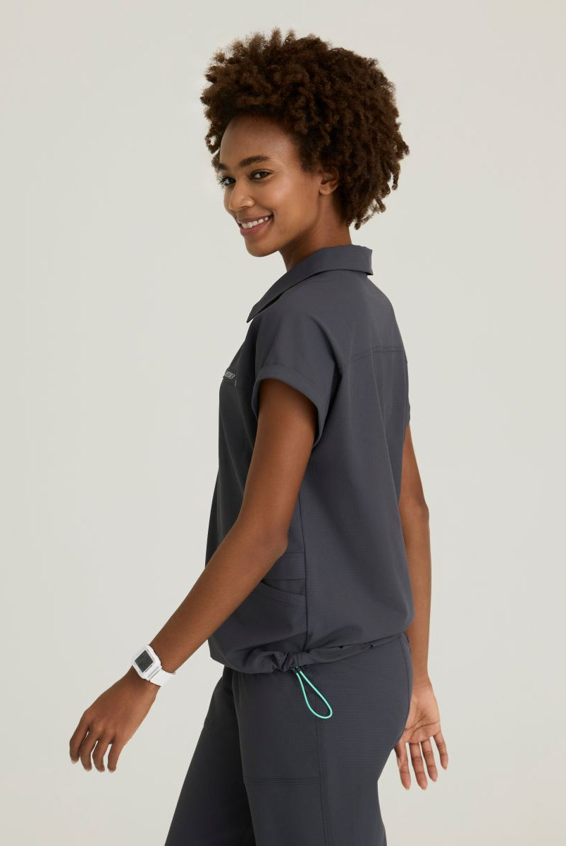 Skechers Charlie Women's 3 Pocket Shirt Collar Dolman Sleeve Top | Pewter Grey