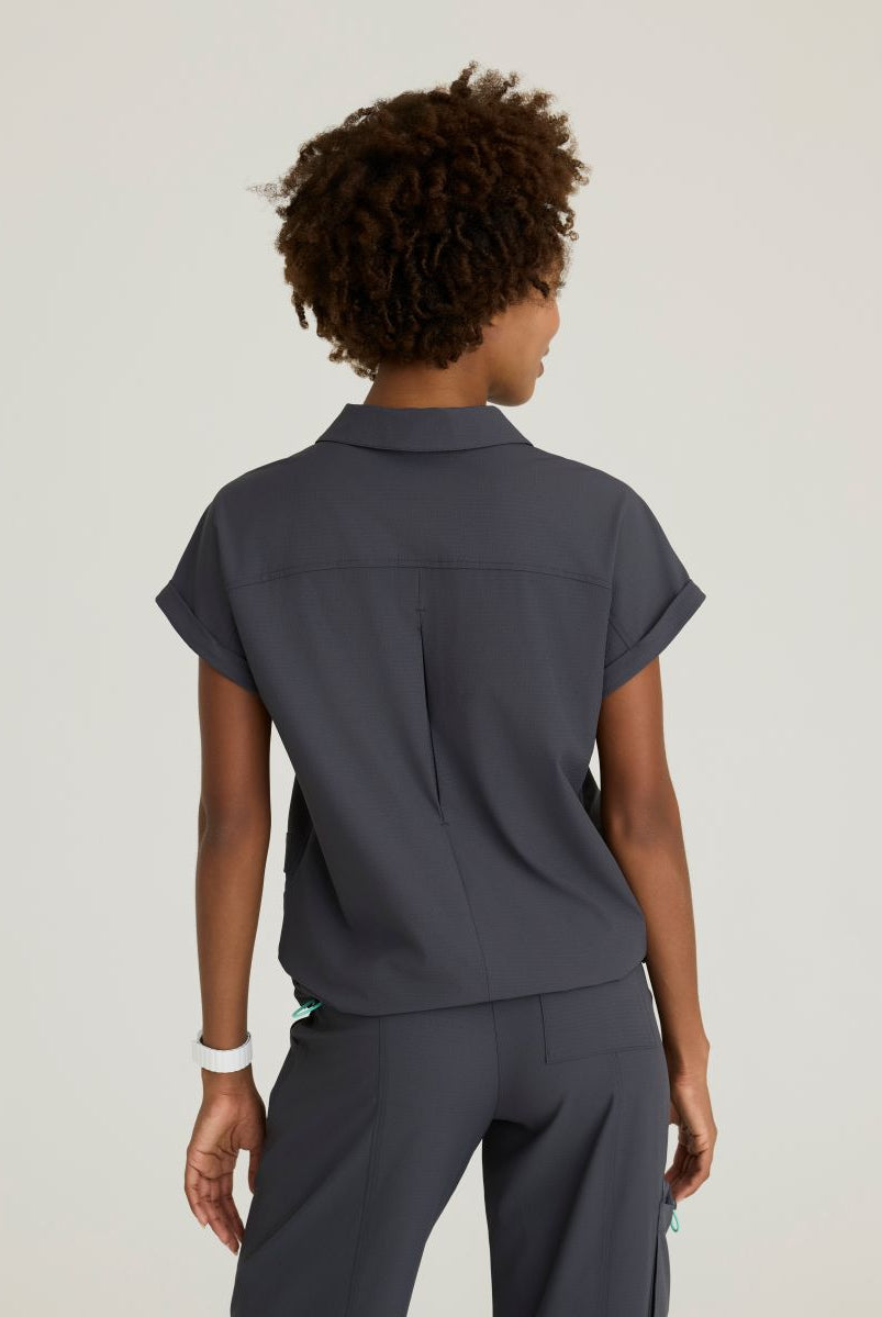 Skechers Charlie Women's 3 Pocket Shirt Collar Dolman Sleeve Top | Pewter Grey
