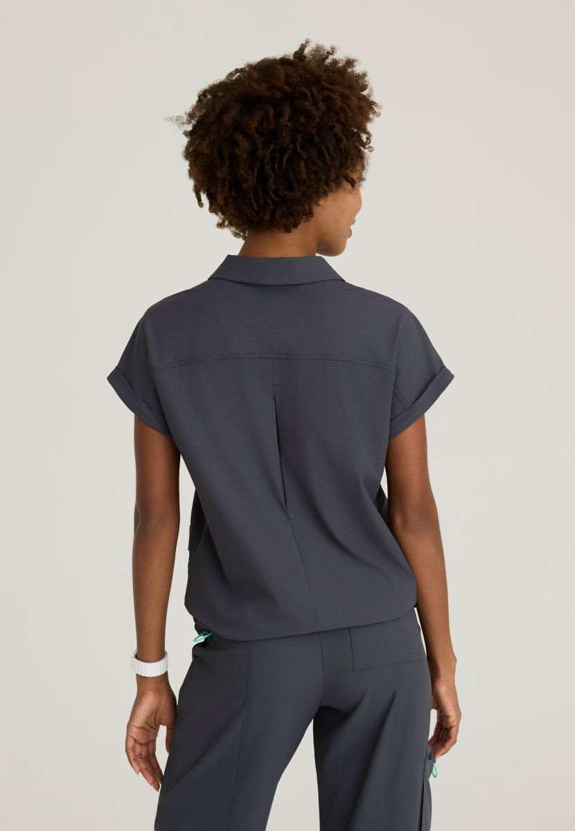 Skechers Charlie Women's 3 Pocket Shirt Collar Dolman Sleeve Top | Pewter Grey