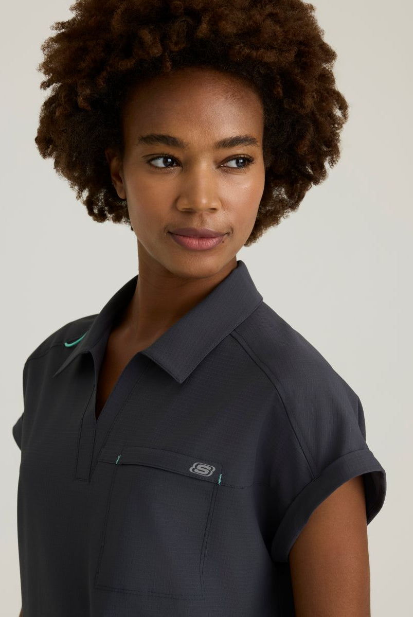 Skechers Charlie Women's 3 Pocket Shirt Collar Dolman Sleeve Top | Pewter Grey
