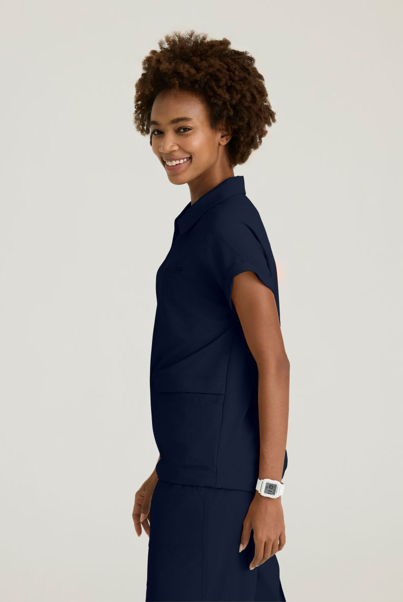 Skechers Charlie Women's 3 Pocket Shirt Collar Dolman Sleeve Top | NAVY
