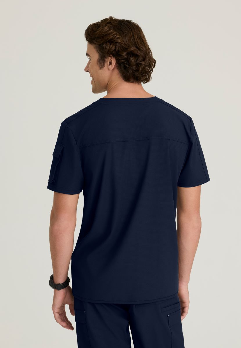 Skechers Station Men's 3 Pocket Round Neck High-Low Hem Top | NAVY