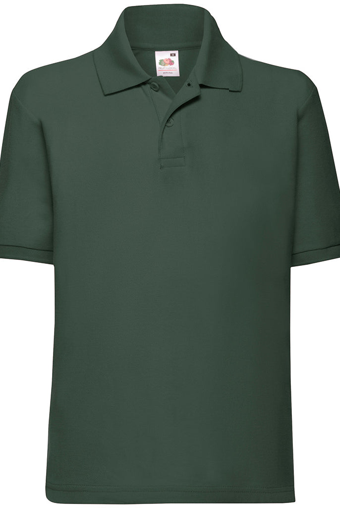 SS11B Fruit of the Loom Kids Poly/Cotton Piqué Polo Shirt | Bottle Green