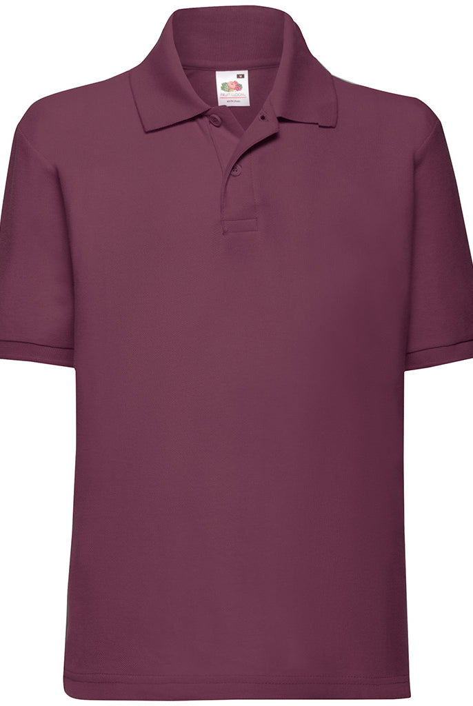 SS11B Fruit of the Loom Kids Poly/Cotton Piqué Polo Shirt | Burgundy