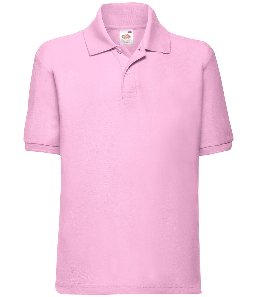 SS11B Fruit of the Loom Kids Poly/Cotton Piqué Polo Shirt | Pink