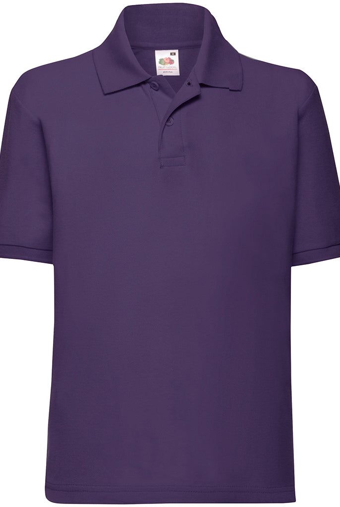SS11B Fruit of the Loom Kids Poly/Cotton Piqué Polo Shirt | Purple