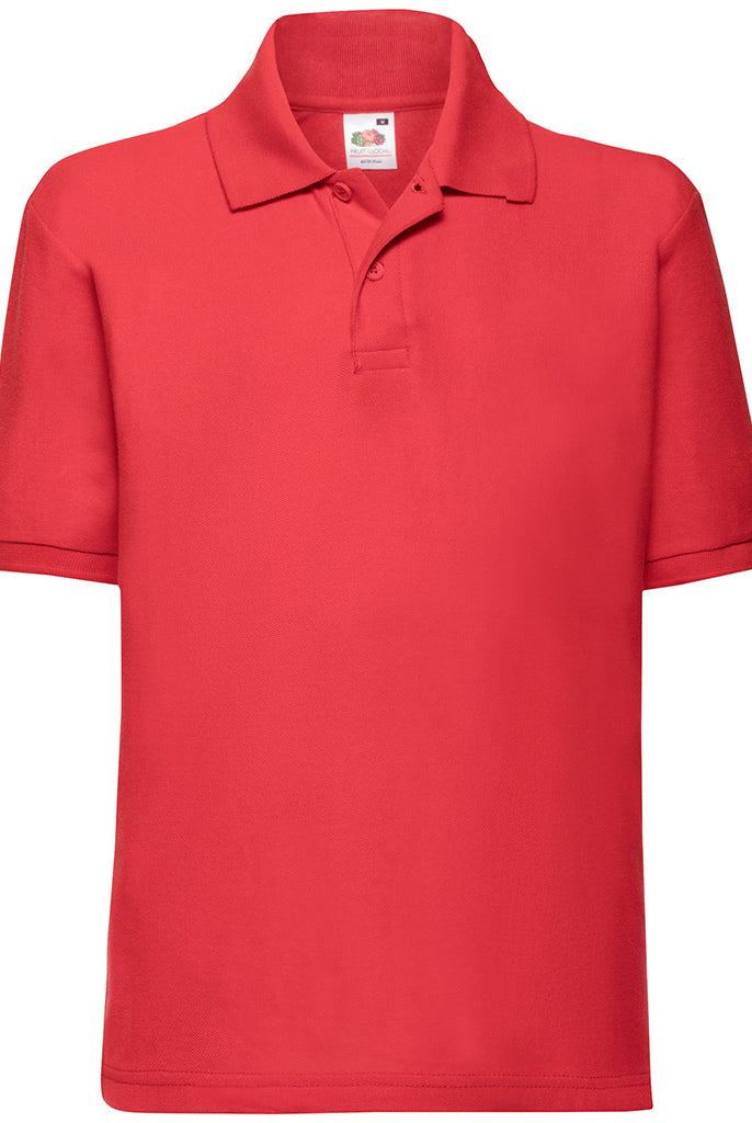 SS11B Fruit of the Loom Kids Poly/Cotton Piqué Polo Shirt | Red