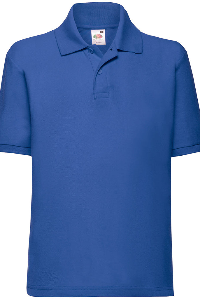 SS11B Fruit of the Loom Kids Poly/Cotton Piqué Polo Shirt | New Royal