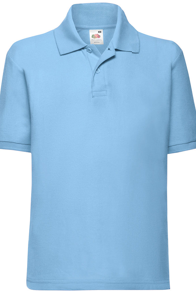 SS11B Fruit of the Loom Kids Poly/Cotton Piqué Polo Shirt | Light Blue