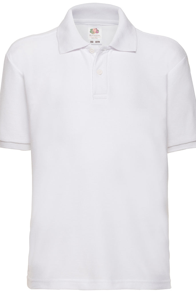 SS11B Fruit of the Loom Kids Poly/Cotton Piqué Polo Shirt | WHITE