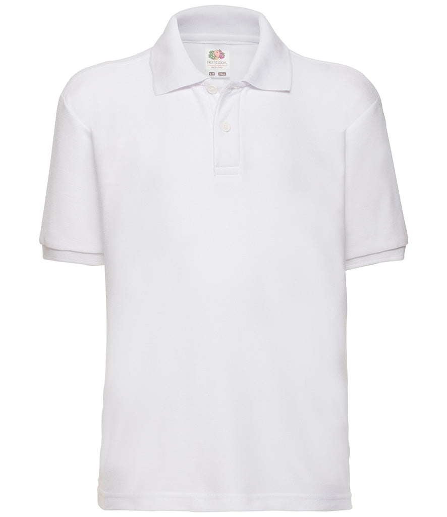 SS11B Fruit of the Loom Kids Poly/Cotton Piqué Polo Shirt | WHITE