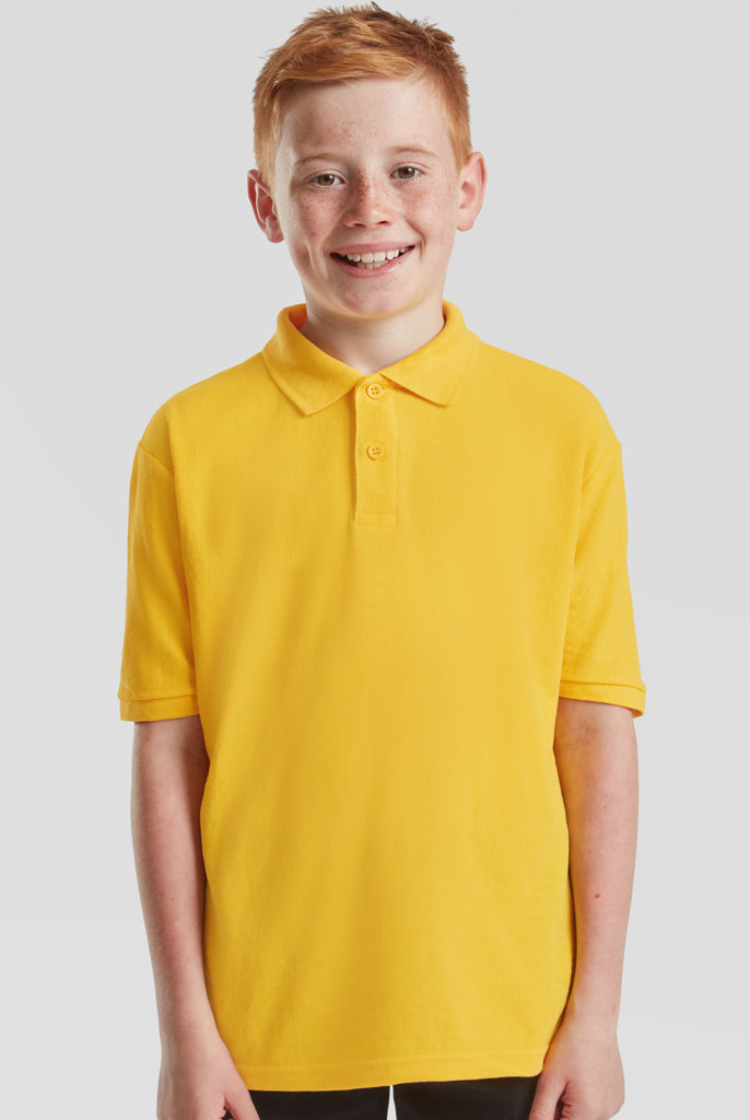SS11B Fruit of the Loom Kids Poly/Cotton Piqué Polo Shirt | Canary