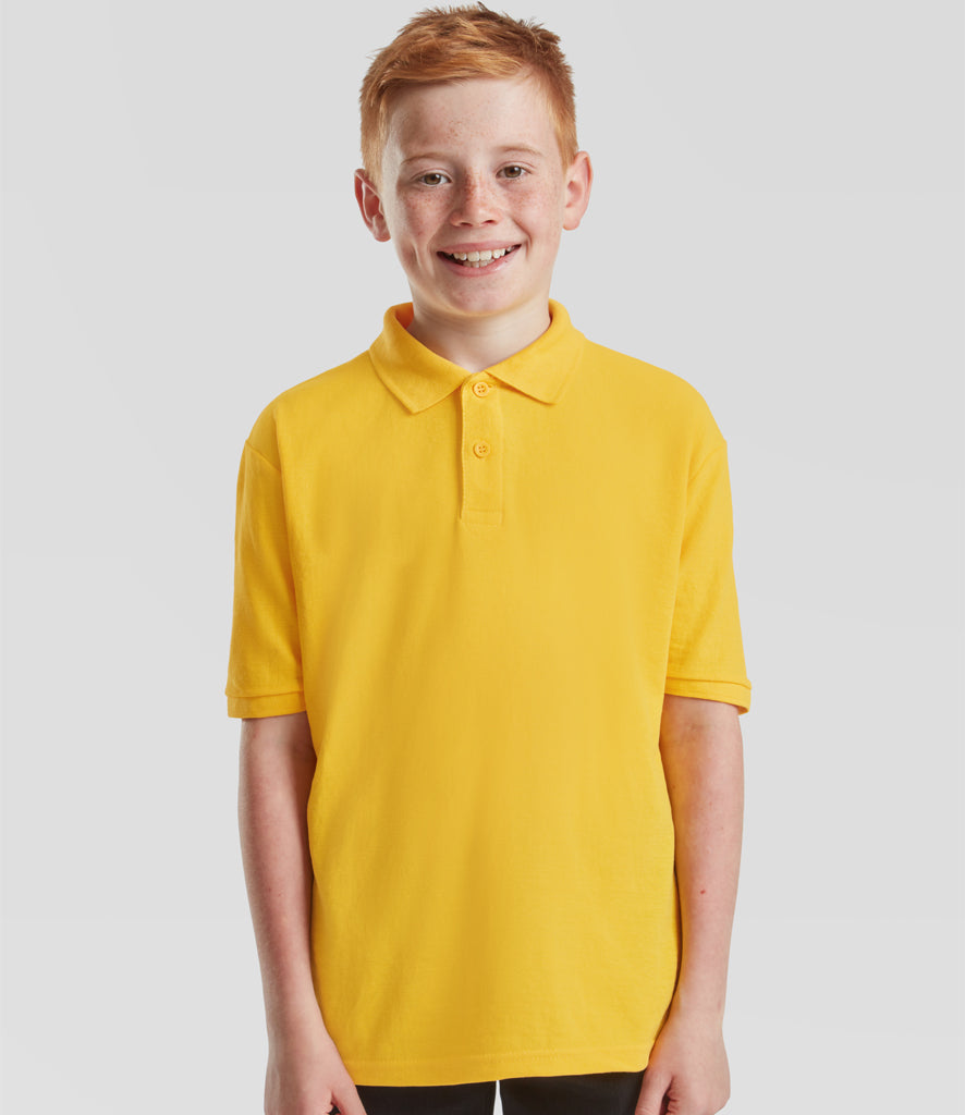 SS11B Fruit of the Loom Kids Poly/Cotton Piqué Polo Shirt | Canary