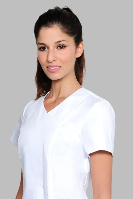 Nursing Uniform Tunic T1 Side Concealed Zip + 2 pockets | WHITE