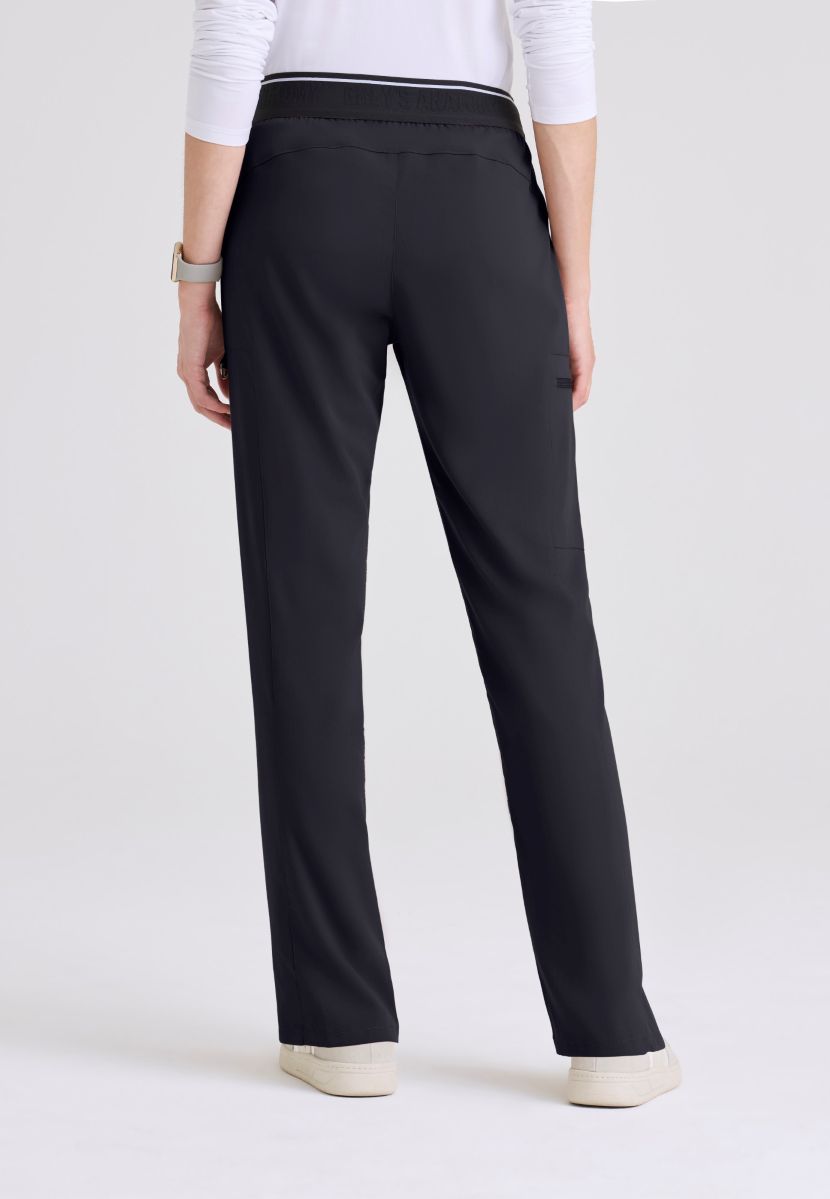 Greys Anatomy Kim 3 Pocket Elastic Back Waistband Zip-Pocket Pants PETITE (29") leg length | Steel