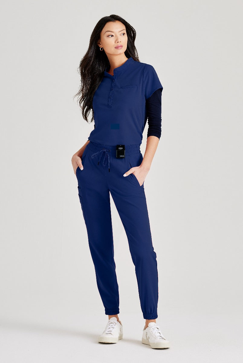 Barco Unify 1-Pocket Button Collar Tuck-In ScrubTop | NAVY