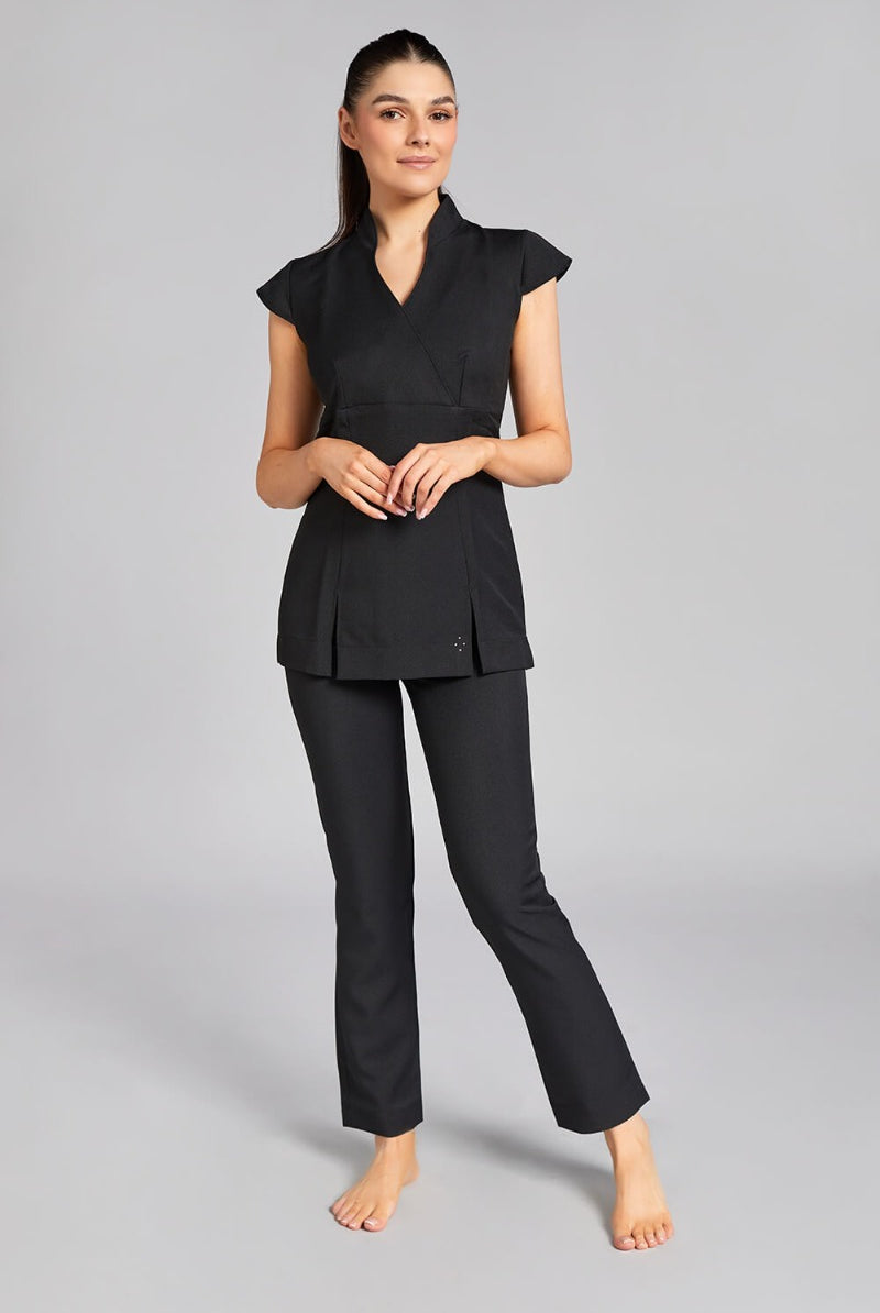 NICOLE WRAP EFFECT BEAUTY TUNIC | BLACK