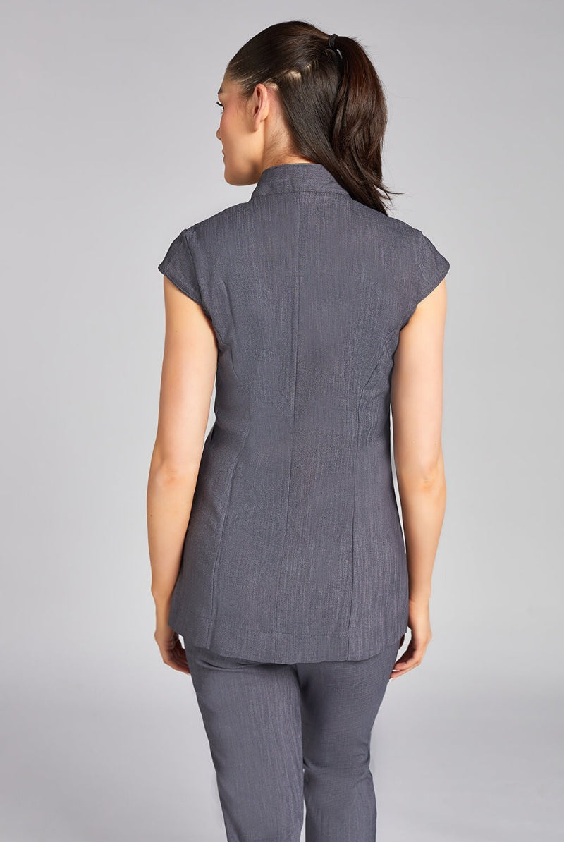 NICOLE WRAP EFFECT BEAUTY TUNIC | GREY LINEN LOOK