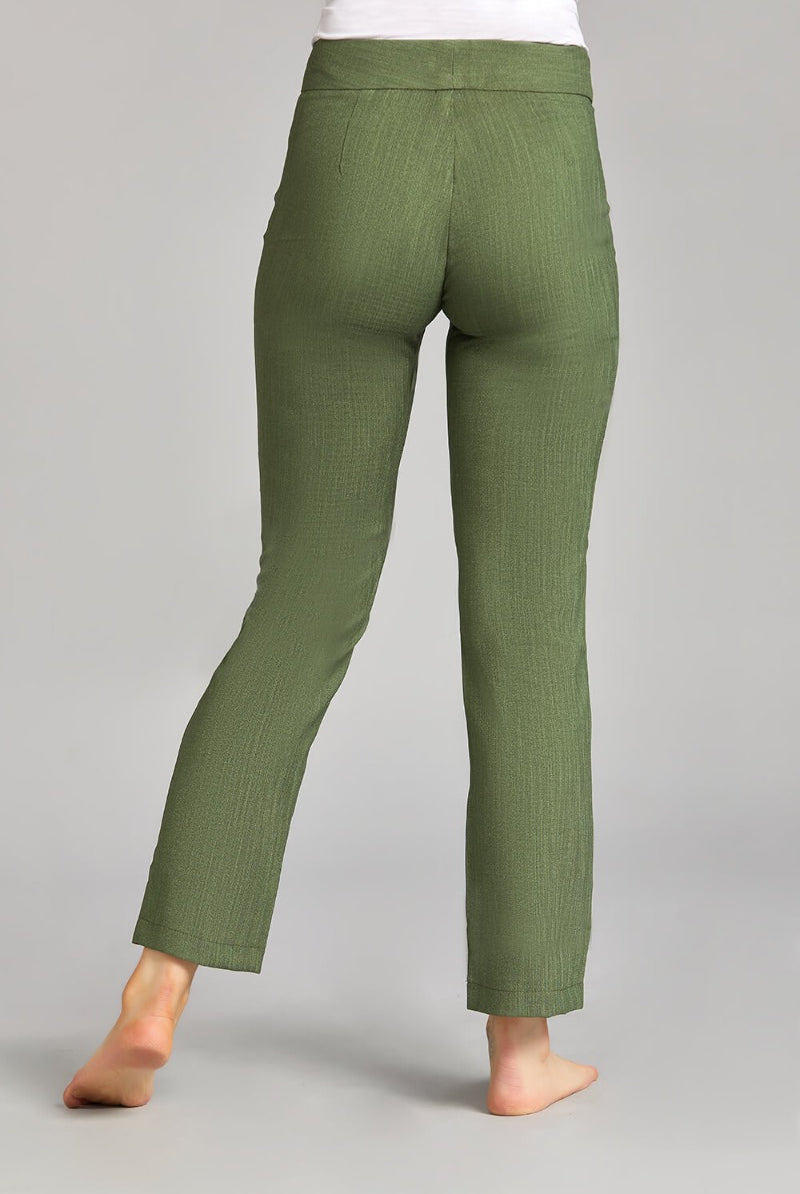 CLASSIC TROUSERS | MOSS GREEN LINEN LOOK