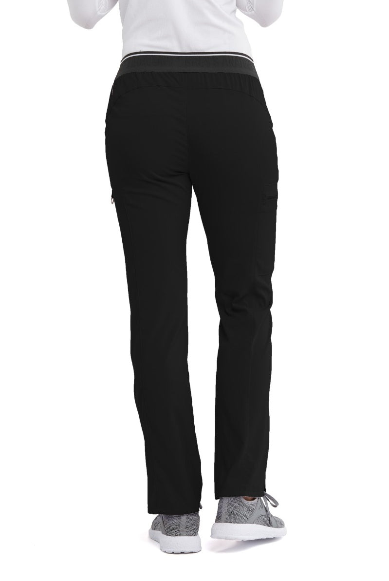 Greys Anatomy Kim 3 Pocket Elastic Back Waistband Zip-Pocket Pants | BLACK