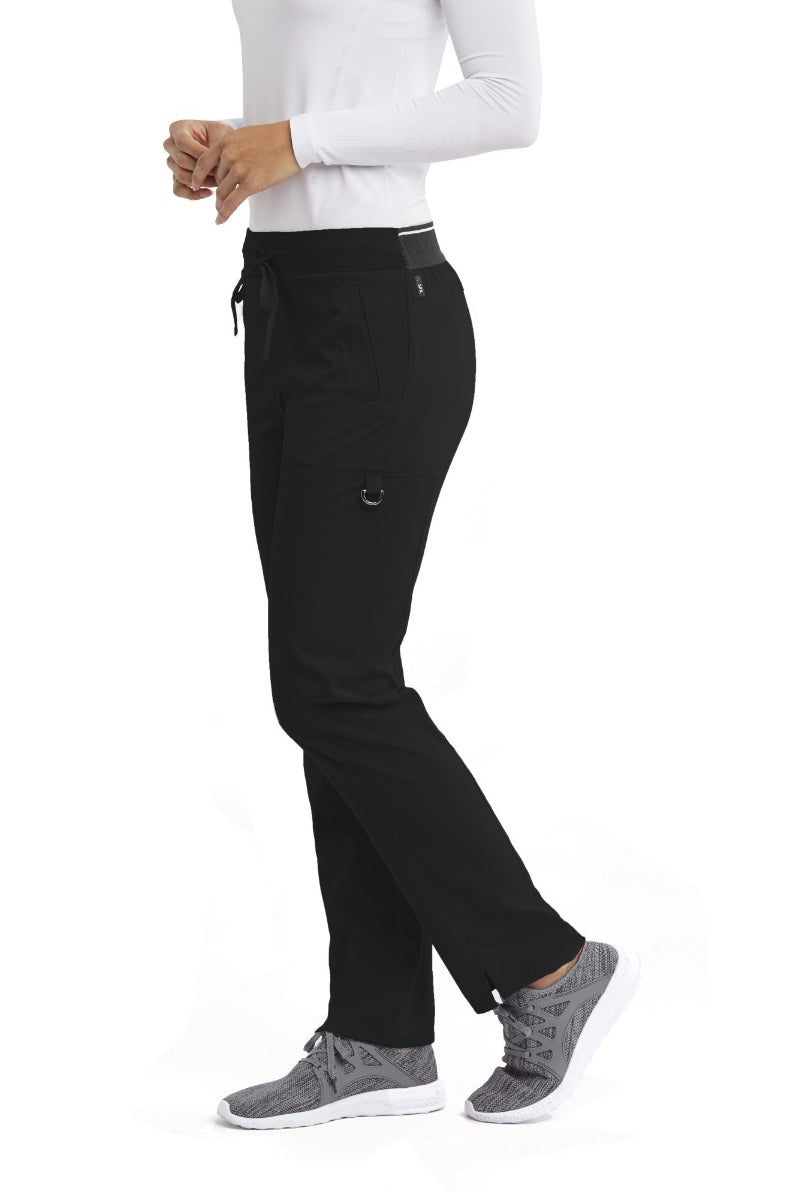 Greys Anatomy Kim 3 Pocket Elastic Back Waistband Zip-Pocket Pants | BLACK