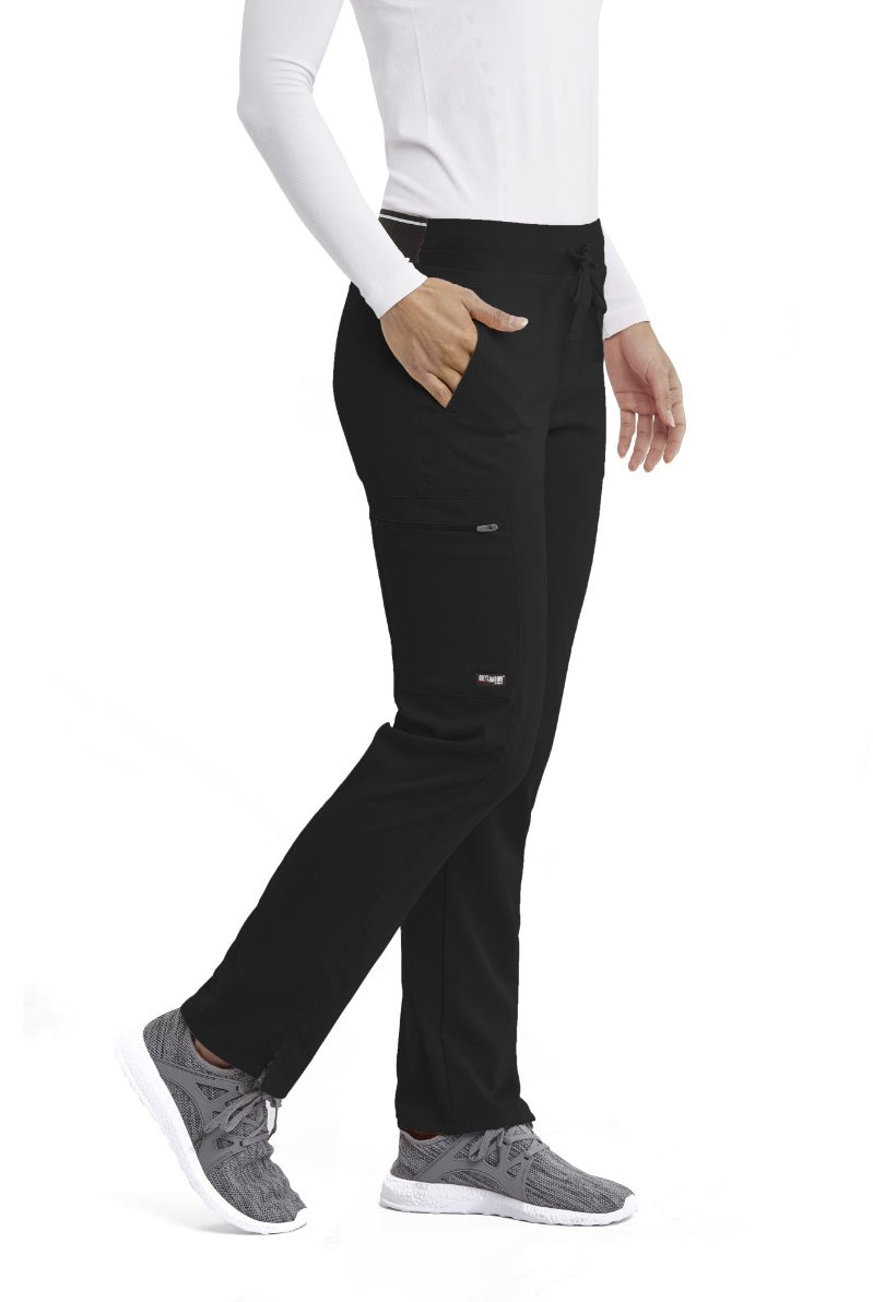 Greys Anatomy Kim 3 Pocket Elastic Back Waistband Zip-Pocket Pants | BLACK