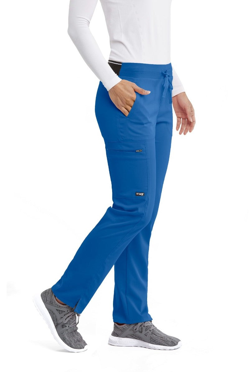 Greys Anatomy Kim 3 Pocket Elastic Back Waistband Zip-Pocket Pants | New Royal