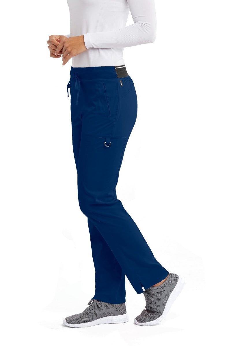 Greys Anatomy Kim 3 Pocket Elastic Back Waistband Zip-Pocket Pants | NAVY