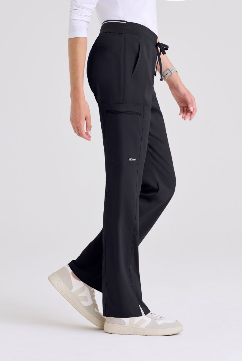 Greys Anatomy Kim 3 Pocket Elastic Back Waistband Zip-Pocket Pants | Steel