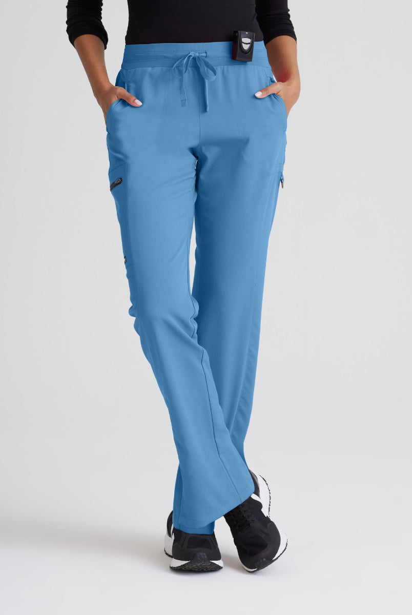 Greys Anatomy Kim 3 Pocket Elastic Back Waistband Zip-Pocket Pants | TRUE CEIL