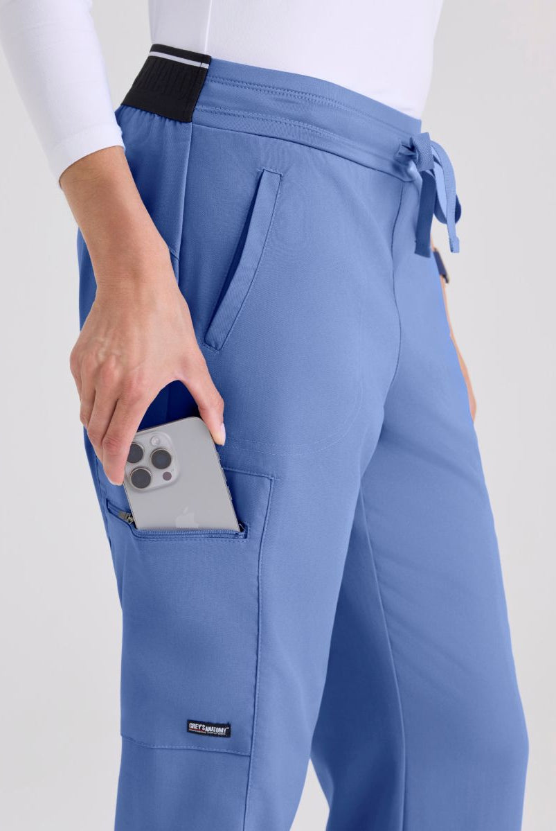 Greys Anatomy Kim 3 Pocket Elastic Back Waistband Zip-Pocket Pants | TRUE CEIL