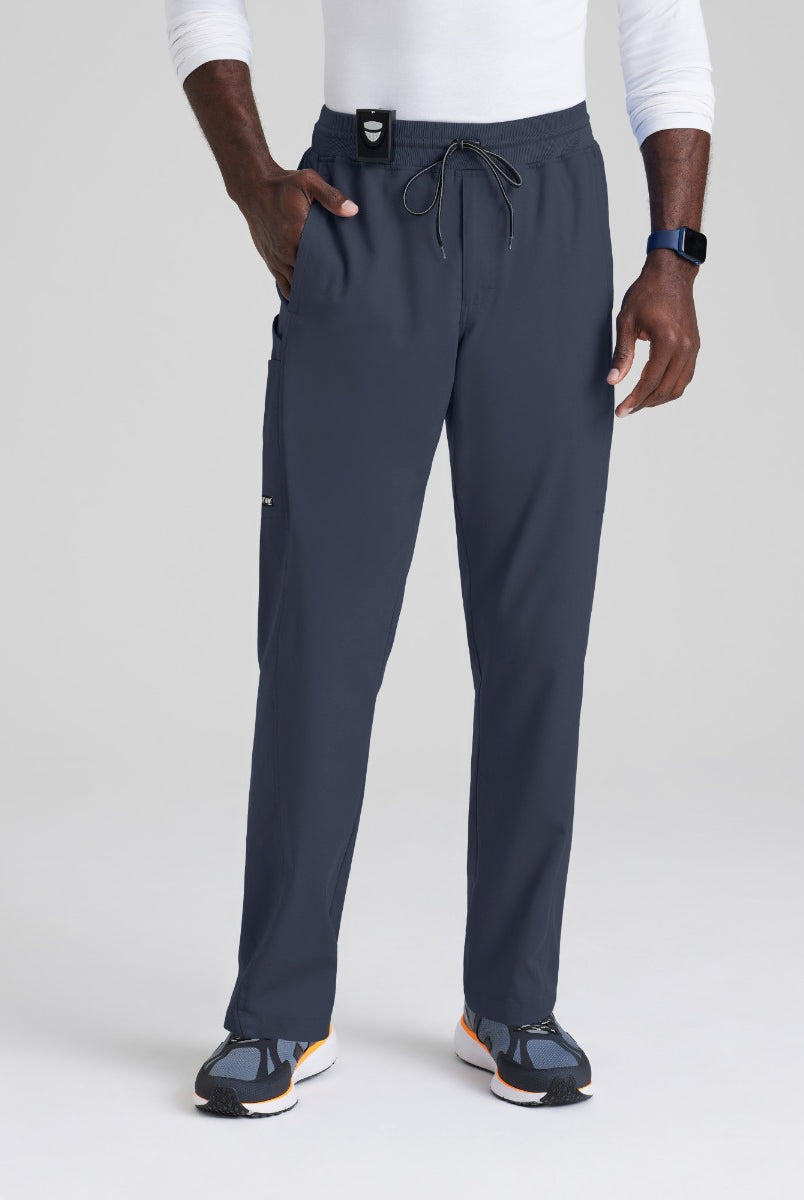 Greys Anatomy Men's 6 Pocket Straight Pant Shorter Leg Length 30" | Steel