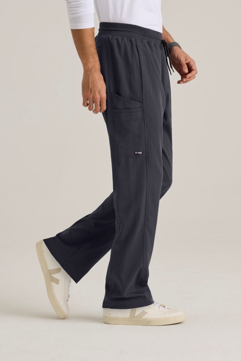 Greys Anatomy Men's 6 Pocket Straight Pant Shorter Leg Length 30" | Steel