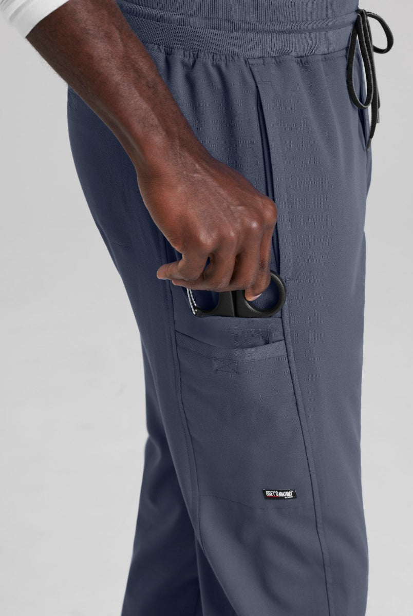Greys Anatomy Men's 6 Pocket Straight Pant Shorter Leg Length 30" | Steel