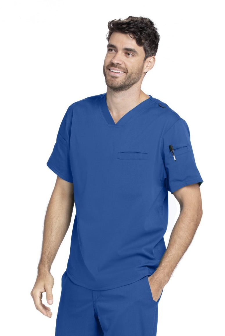 Grey's Anatomy Active Spandex Stretch Men's 3-Pocket V-Neck Scrub Tops | New Royal
