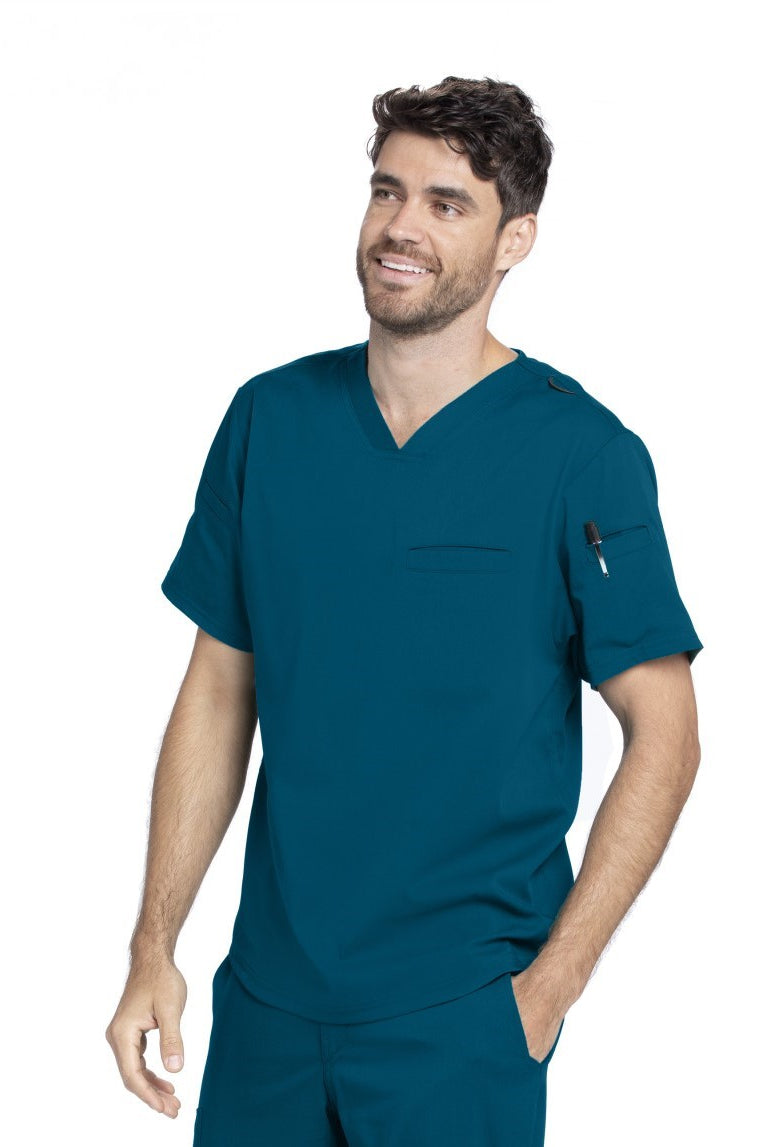 Grey's Anatomy Active Spandex Stretch Men's 3-Pocket V-Neck Scrub Tops | Caribbean