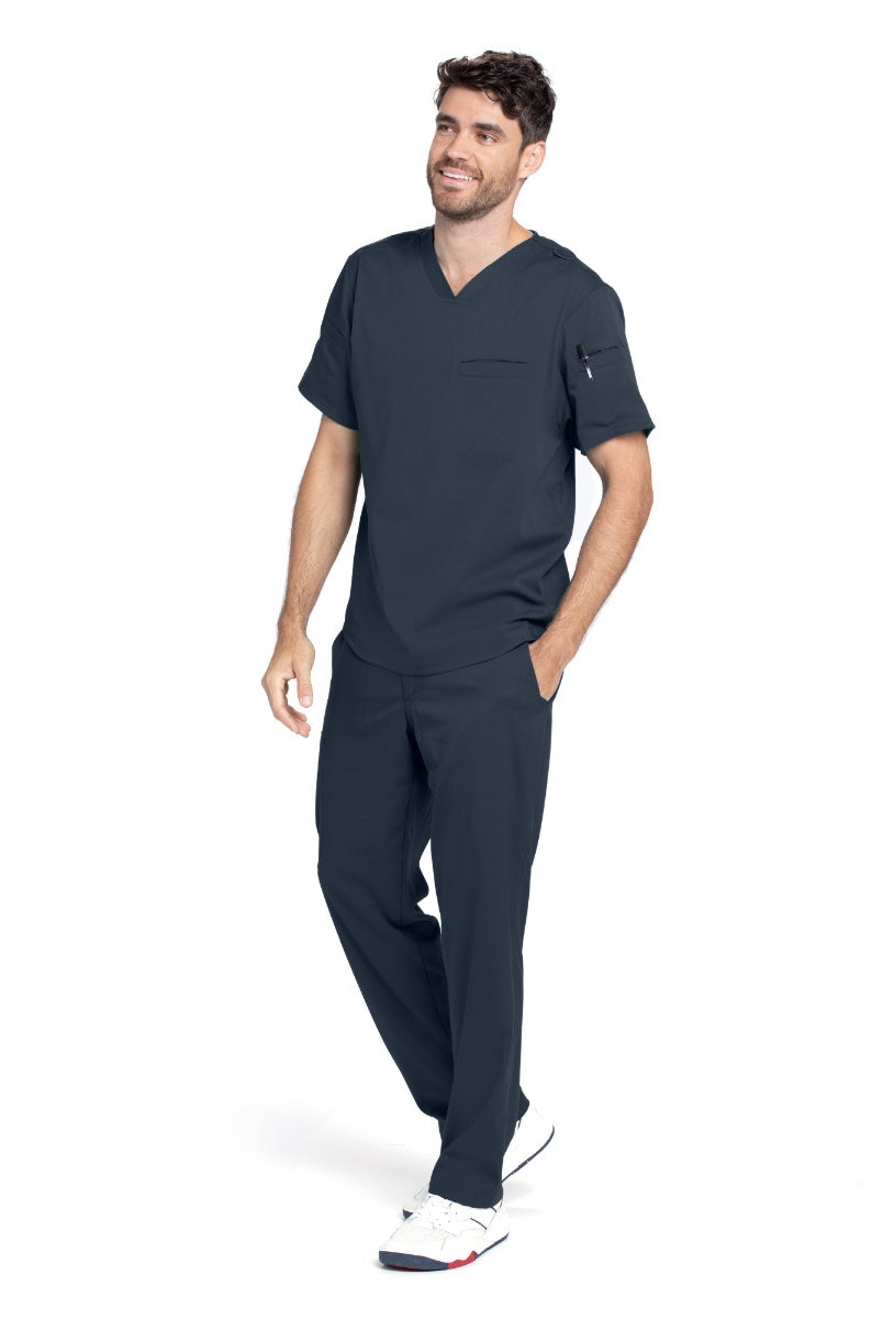 Grey's Anatomy Active Spandex Stretch Men's 3-Pocket V-Neck Scrub Tops | Steel