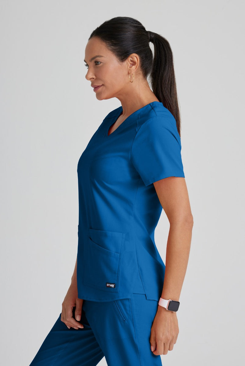 Greys Anatomy Emma 4 pocket, V-neck scrub top with angled seams | New Royal