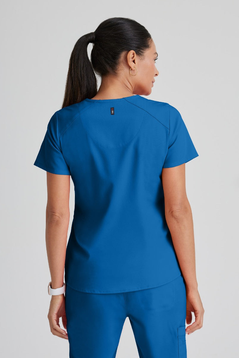 Greys Anatomy Emma 4 pocket, V-neck scrub top with angled seams | New Royal