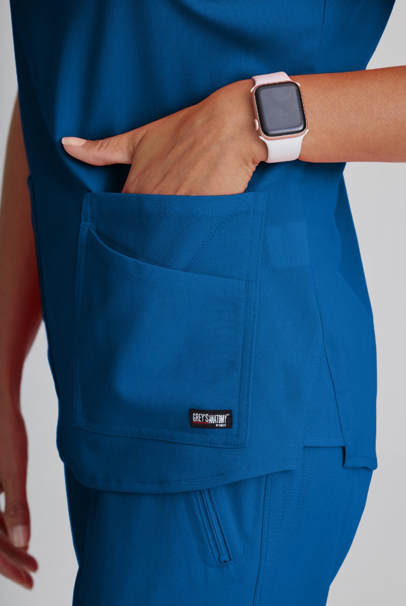 Greys Anatomy Emma 4 pocket, V-neck scrub top with angled seams | New Royal