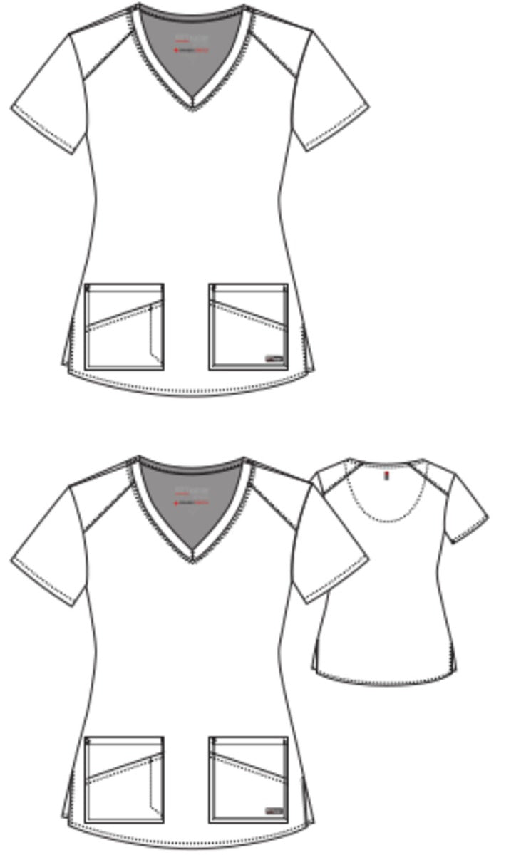 Greys Anatomy Emma 4 pocket, V-neck scrub top with angled seams | MAIN-IMAGE