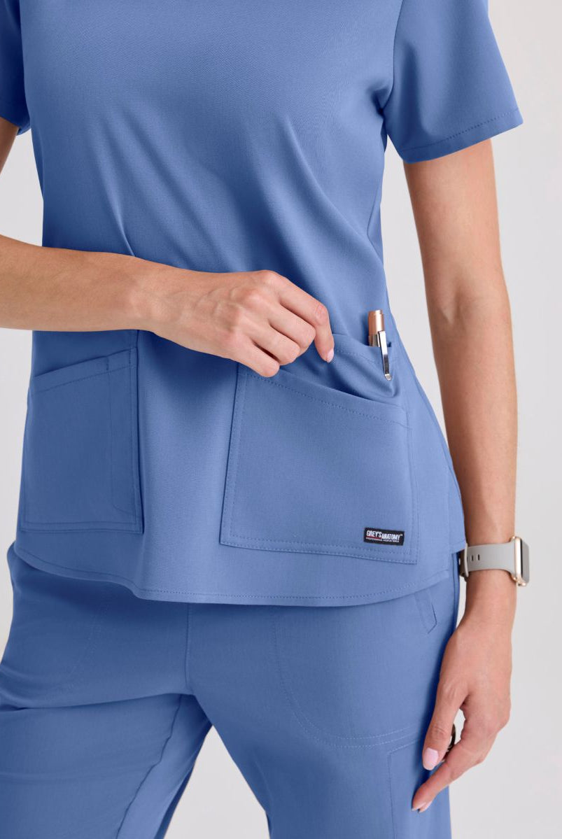 Greys Anatomy Emma 4 pocket, V-neck scrub top with angled seams | TRUE CEIL