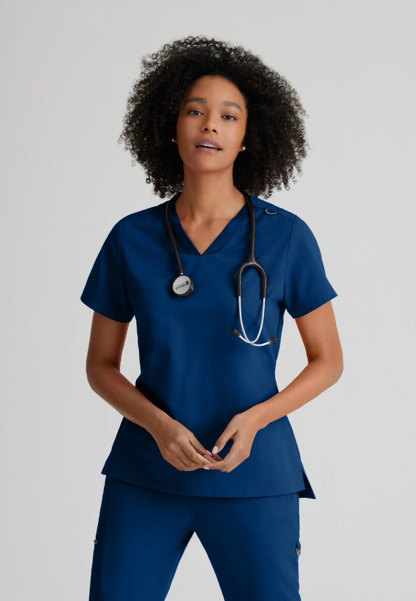 Grey's Anatomy Bree Tuck-in Scrub Top | NAVY