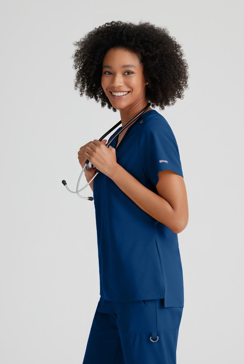 Grey's Anatomy Bree Tuck-in Scrub Top  | NAVY