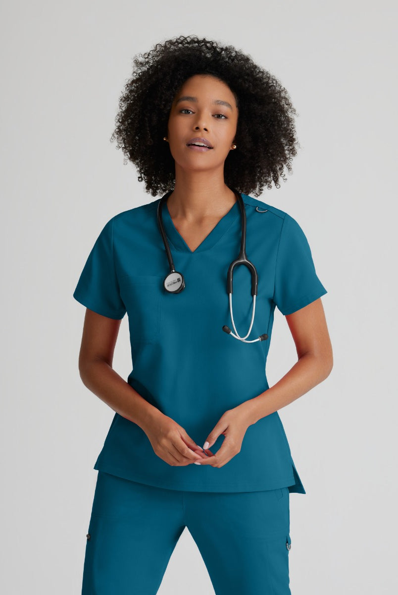 Grey's Anatomy Bree Tuck-in Scrub Top | Bahama / Caribbean